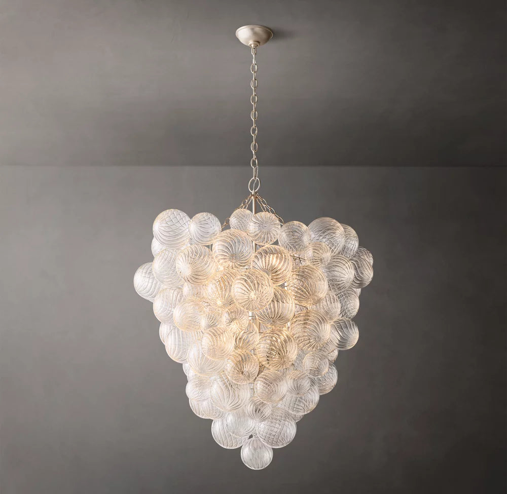 Rippled Glass Orb Foyer Chandelier
