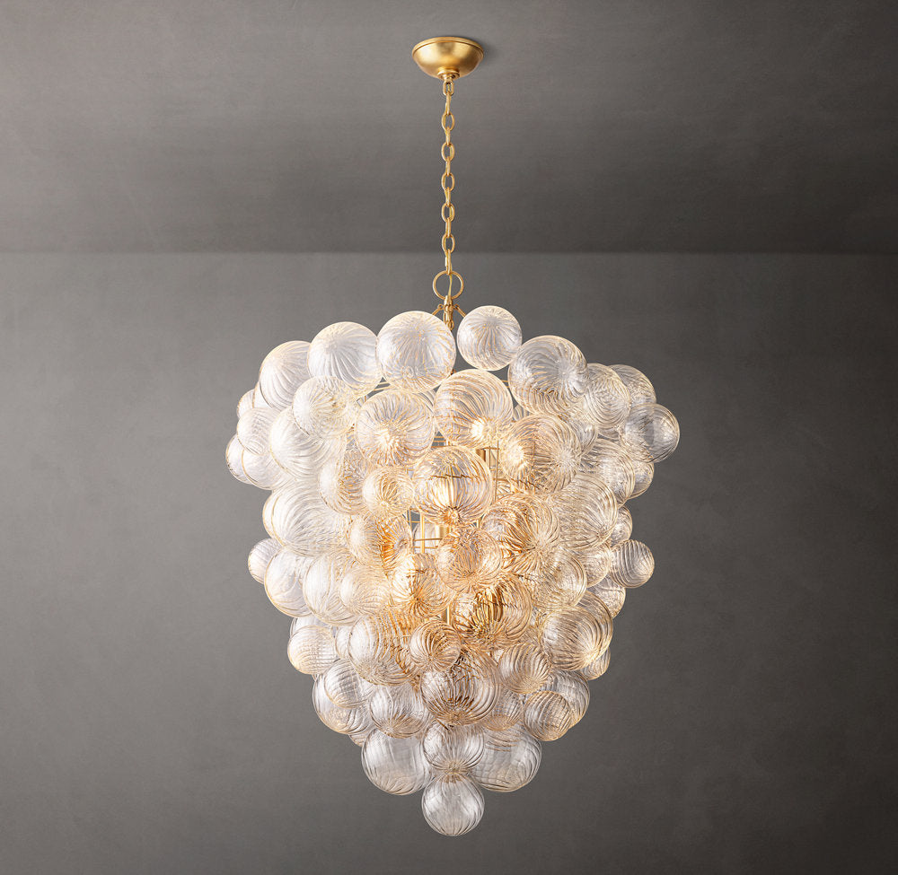 Rippled Glass Orb Foyer Chandelier