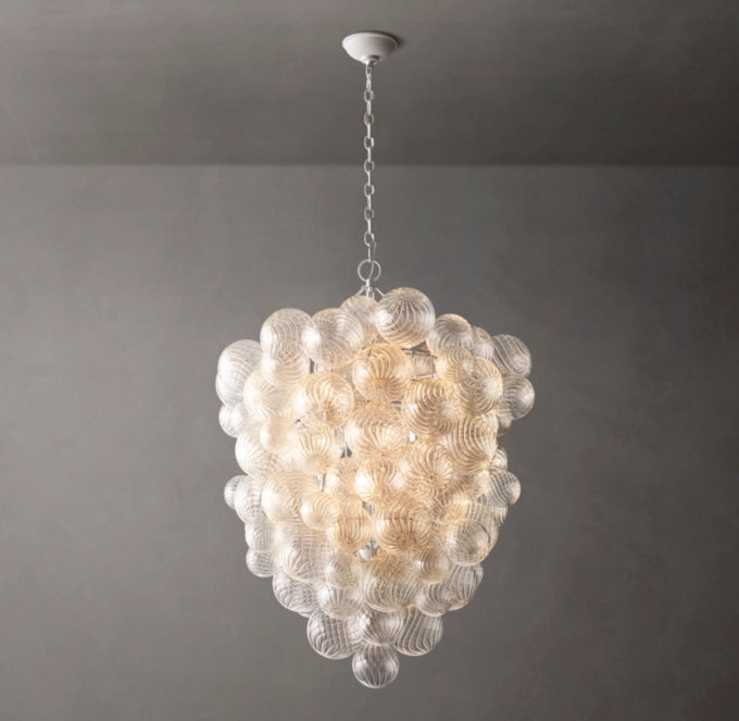 Rippled Glass Orb Foyer Chandelier