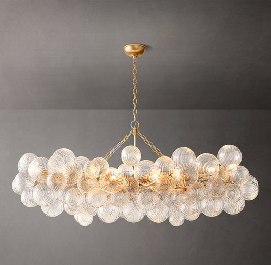 Rippled Glass Orb Linear Chandelier