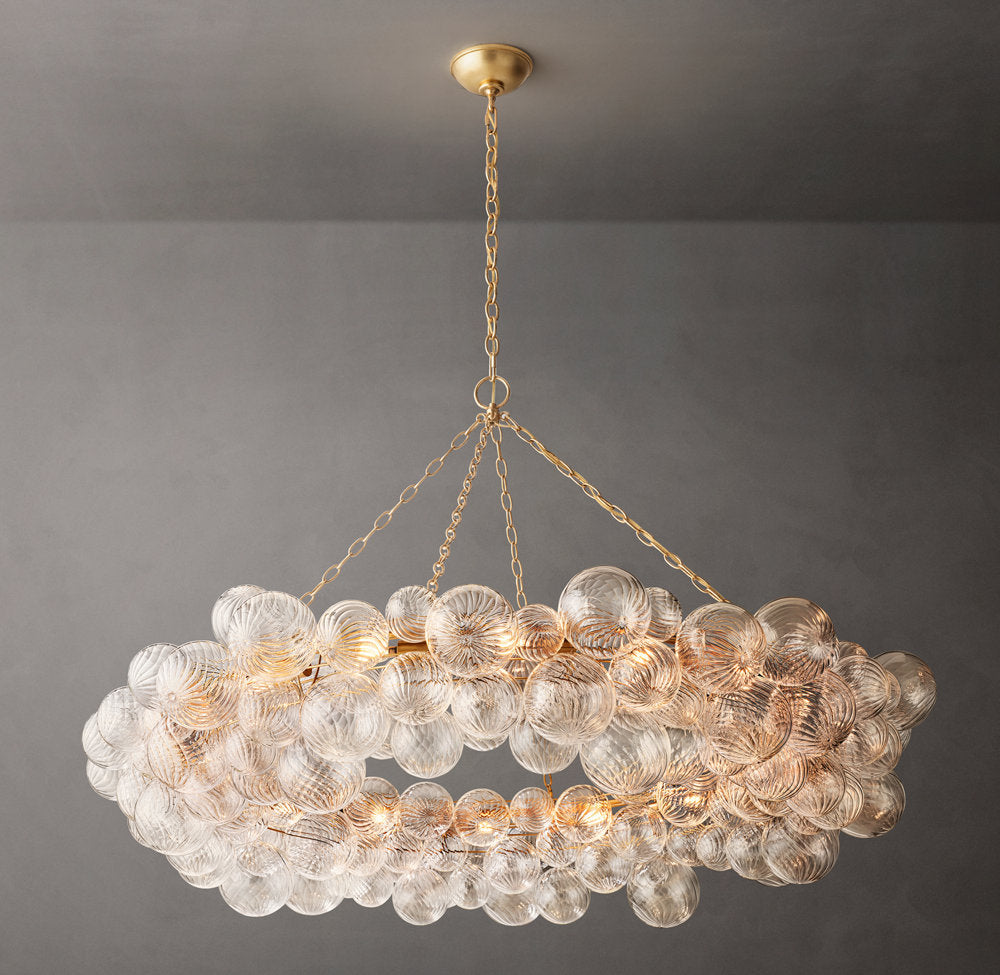 Rippled Glass Orb Ring Chandelier