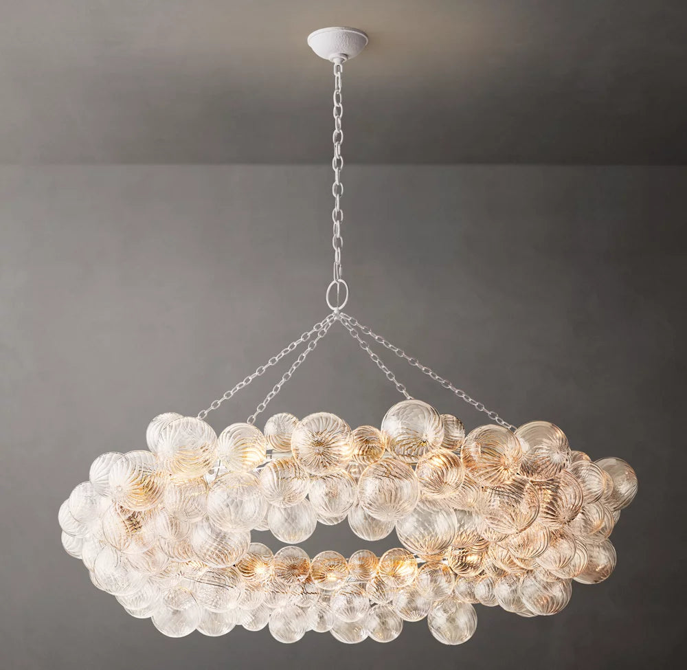 Rippled Glass Orb Ring Chandelier
