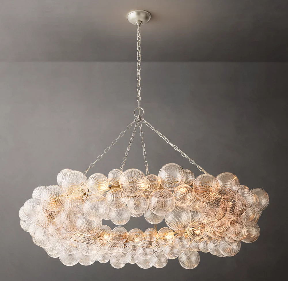 Rippled Glass Orb Ring Chandelier