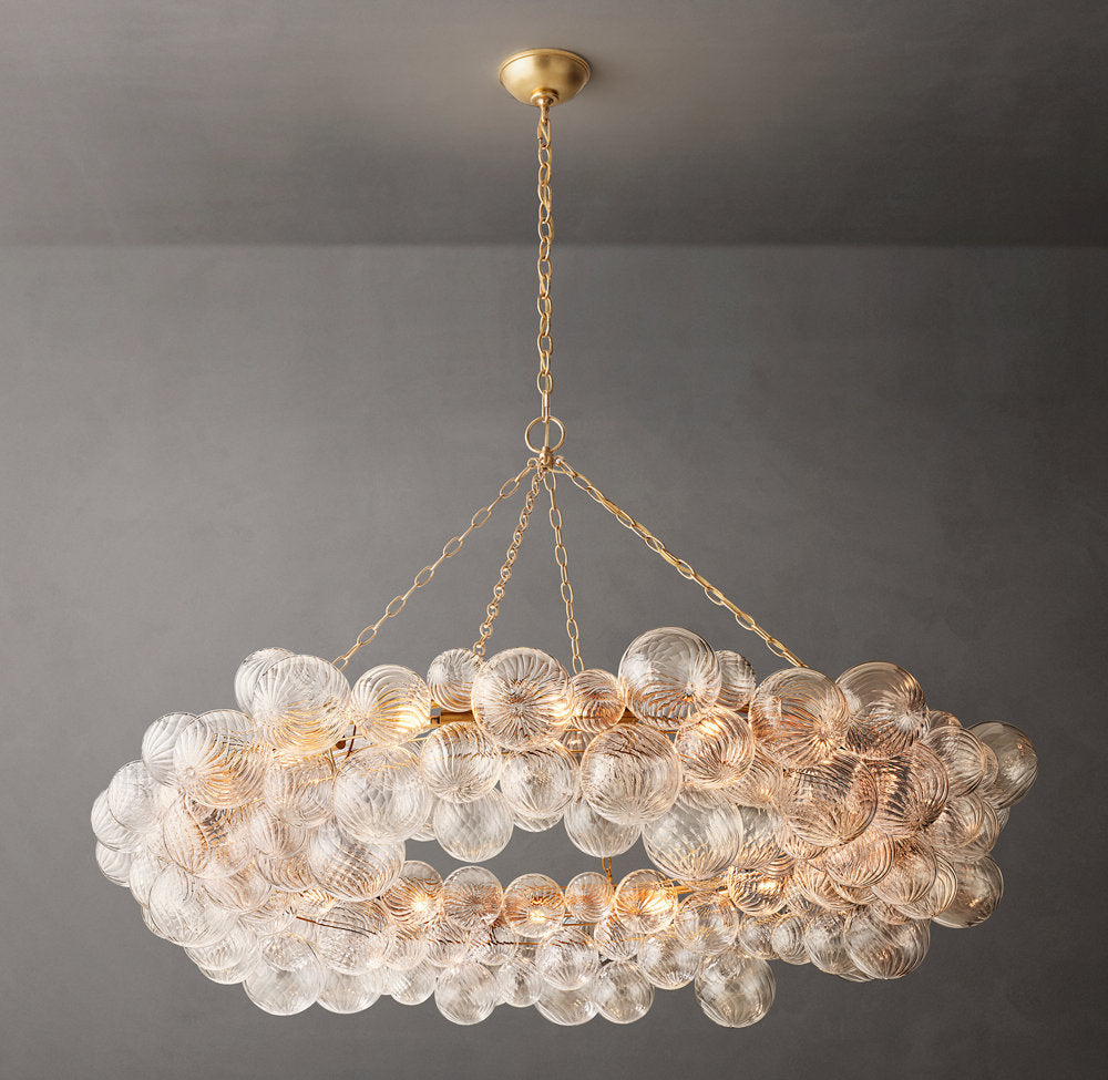 Rippled Glass Orb Ring Chandelier