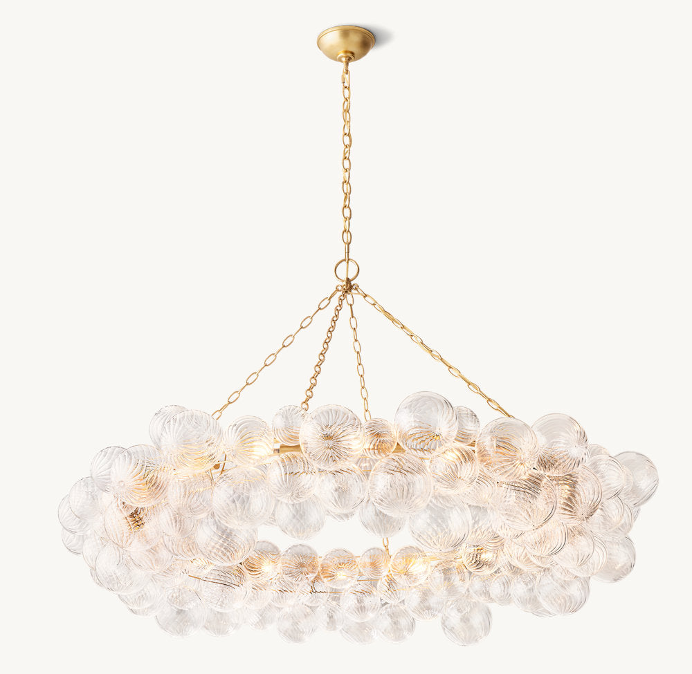 Rippled Glass Orb Ring Chandelier