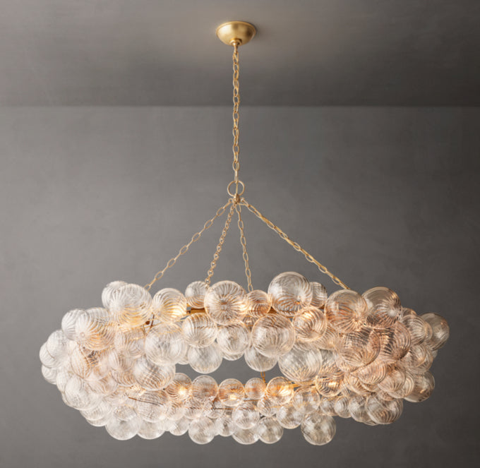 Rippled Glass Orb Ring Chandelier