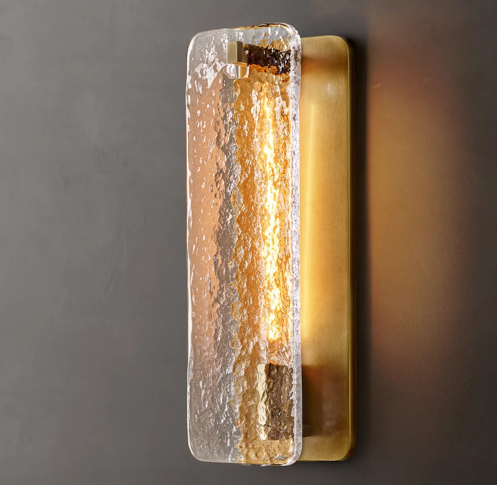 Rippled Glass Vertical LED Sconce