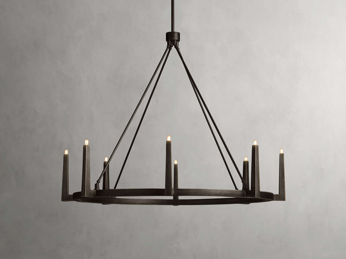 Sand-Cast Brass Crossframe Chandelier