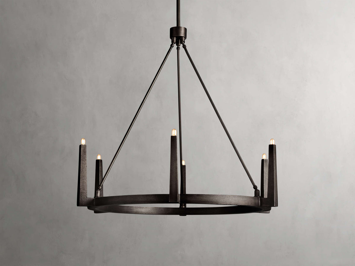 Sand-Cast Brass Crossframe Chandelier