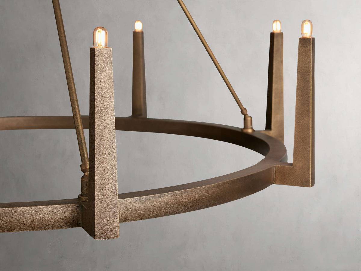 Sand-Cast Brass Crossframe Chandelier