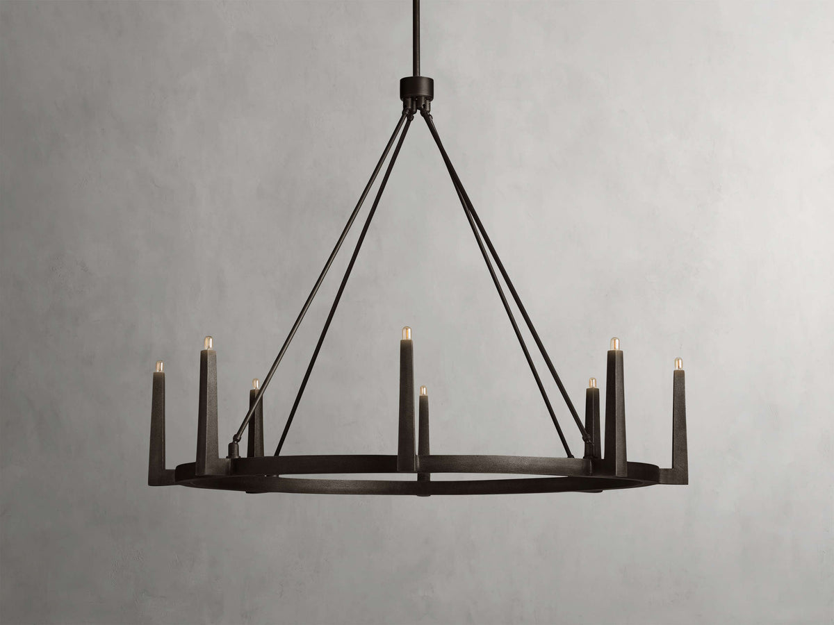 Sand-Cast Brass Crossframe Chandelier