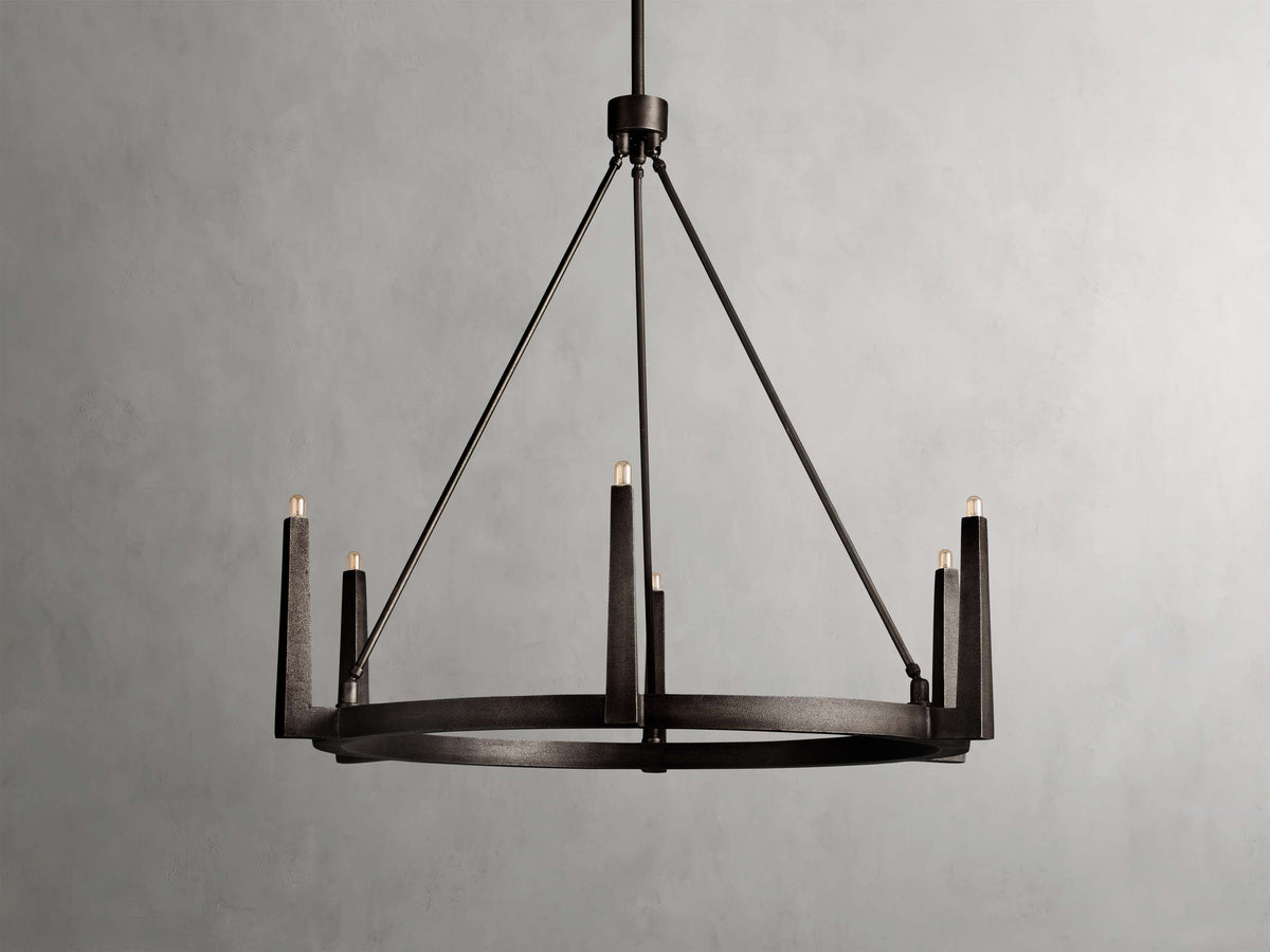 Sand-Cast Brass Crossframe Chandelier