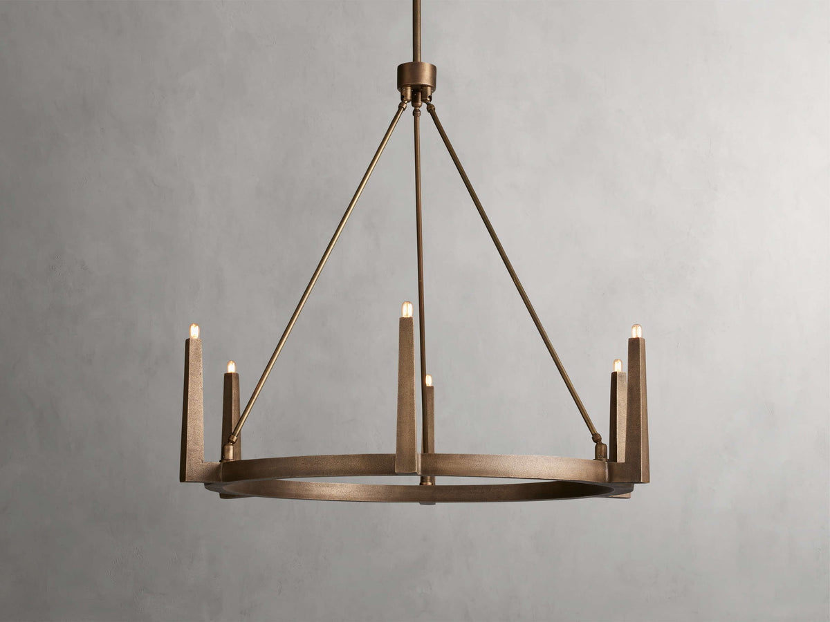 Sand-Cast Brass Crossframe Chandelier