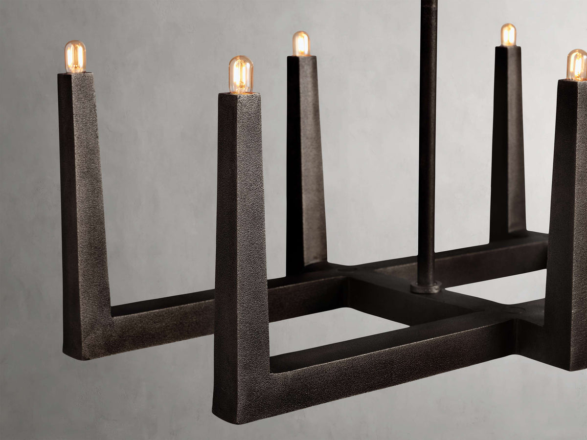 Sand-Cast Brass Crossline Chandelier