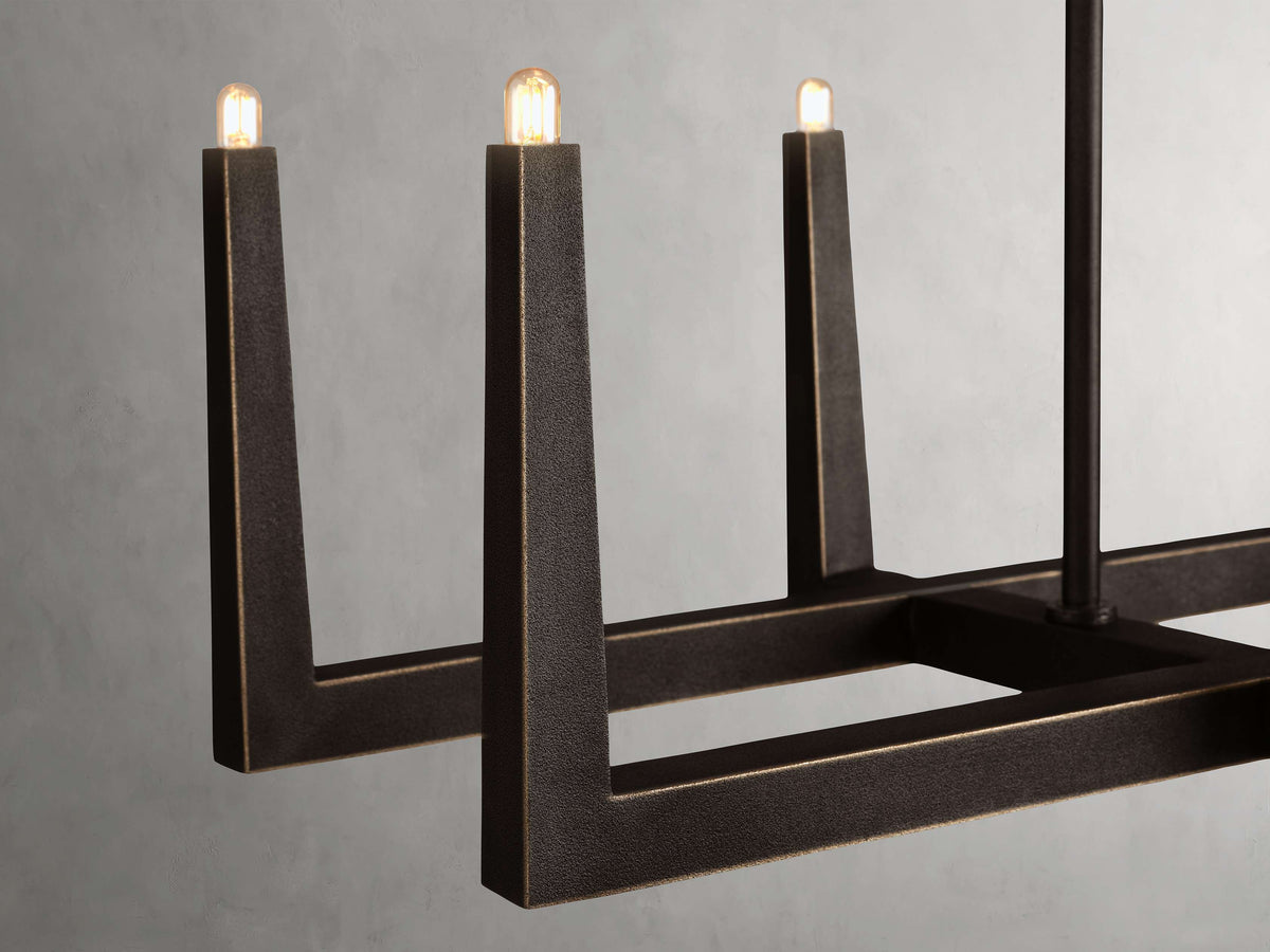 Sand-Cast Brass Crossline Chandelier