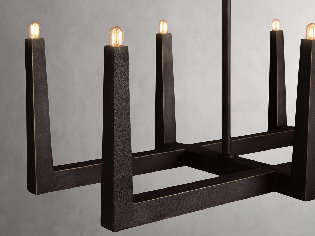 Sand-Cast Brass Crossline Chandelier