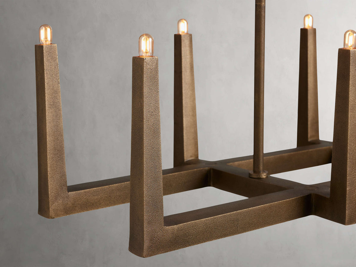 Sand-Cast Brass Crossline Chandelier