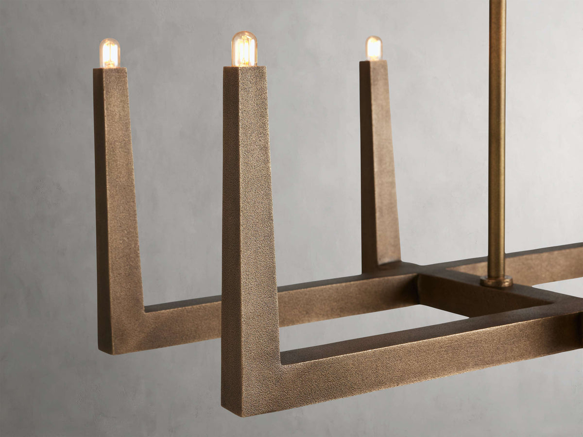 Sand-Cast Brass Crossline Chandelier