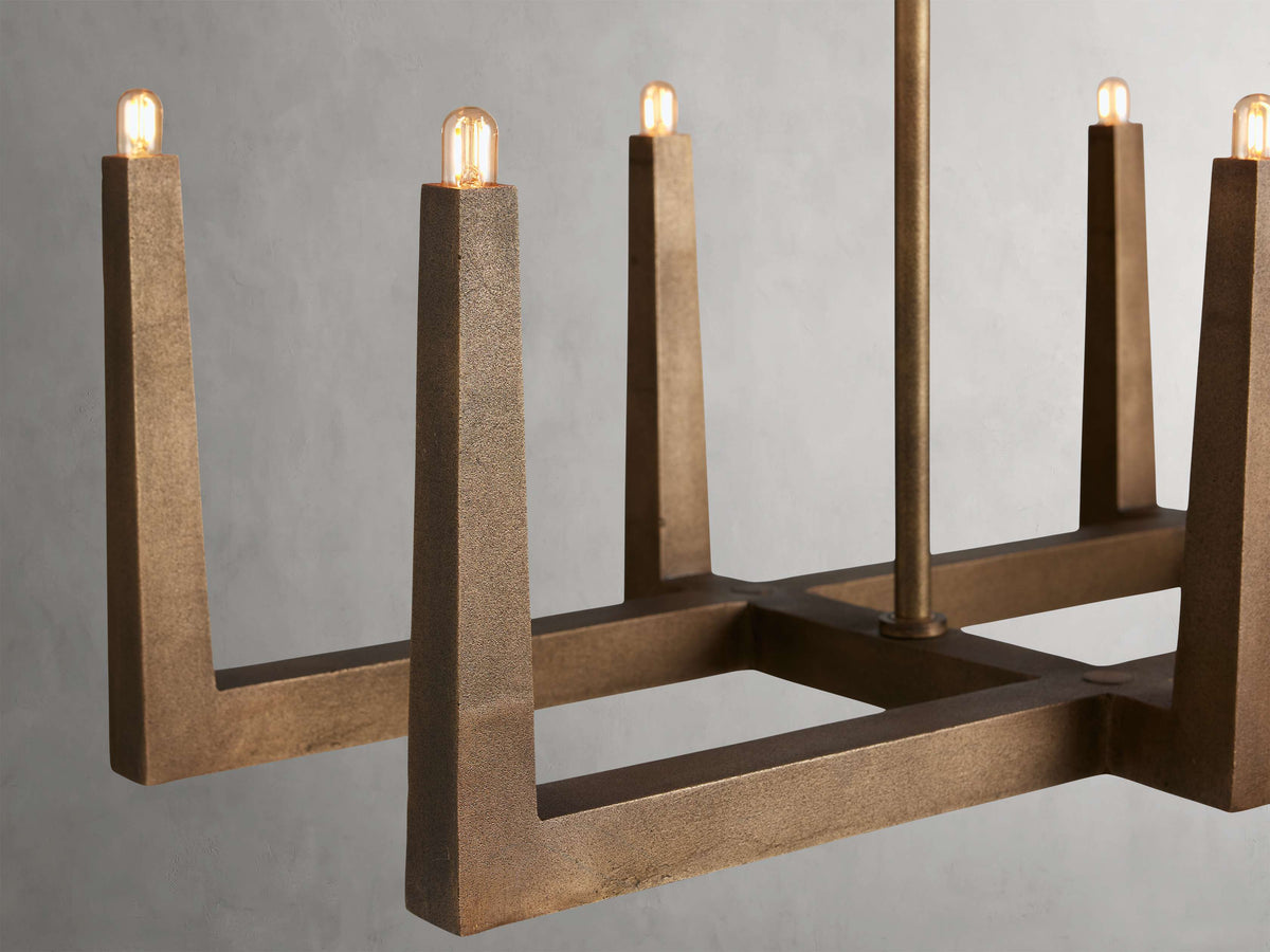 Sand-Cast Brass Crossline Chandelier