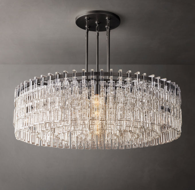 Sand-Cast Brass Crystal Link Chandelier
