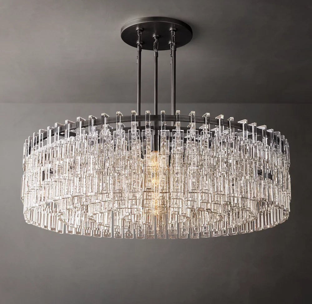 Sand-Cast Brass Crystal Link Chandelier