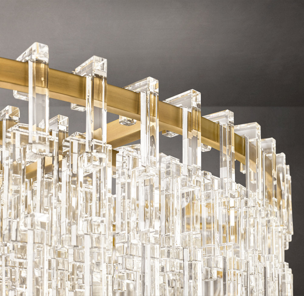Sand-Cast Brass Crystal Link Chandelier