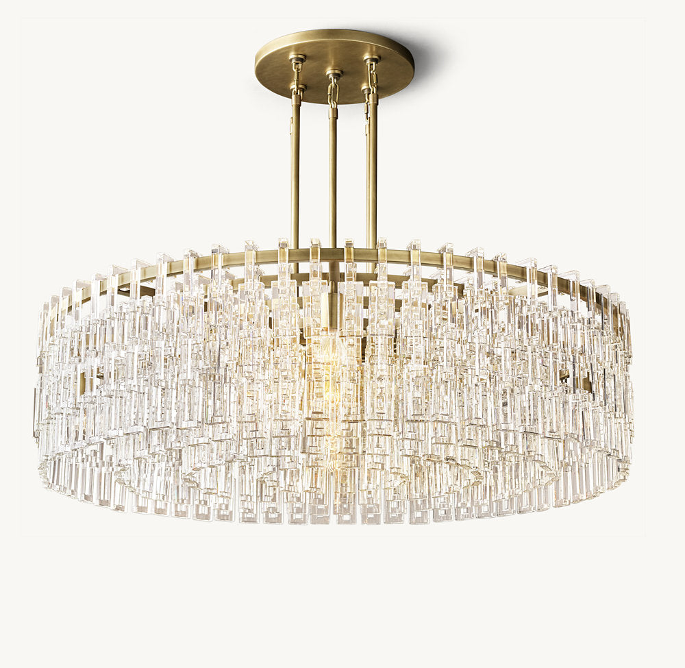 Sand-Cast Brass Crystal Link Chandelier