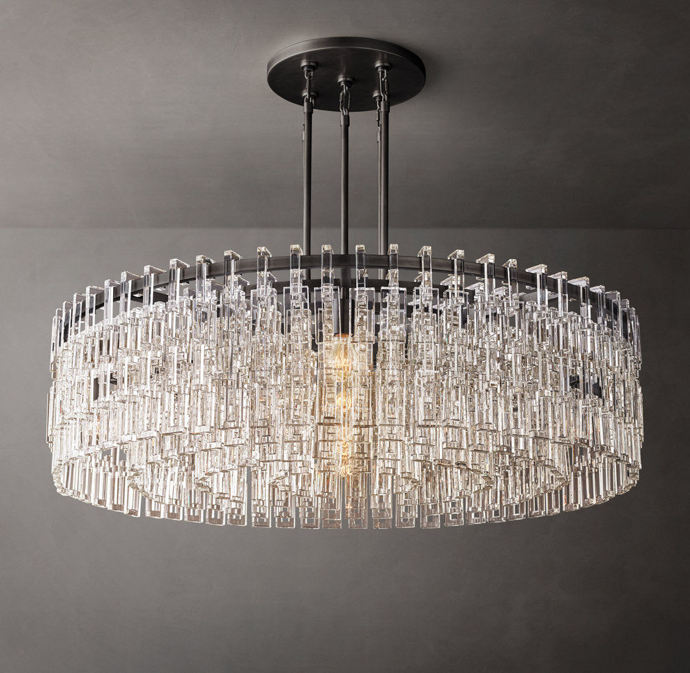 Sand-Cast Brass Crystal Link Chandelier