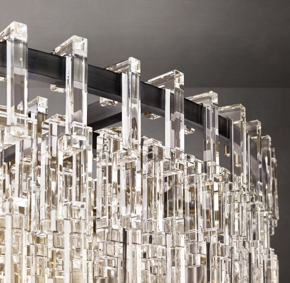 Sand-Cast Brass Crystal Link Chandelier