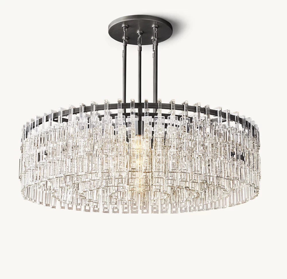 Sand-Cast Brass Crystal Link Chandelier