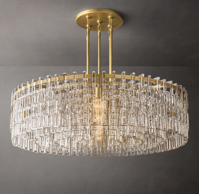 Sand-Cast Brass Crystal Link Chandelier