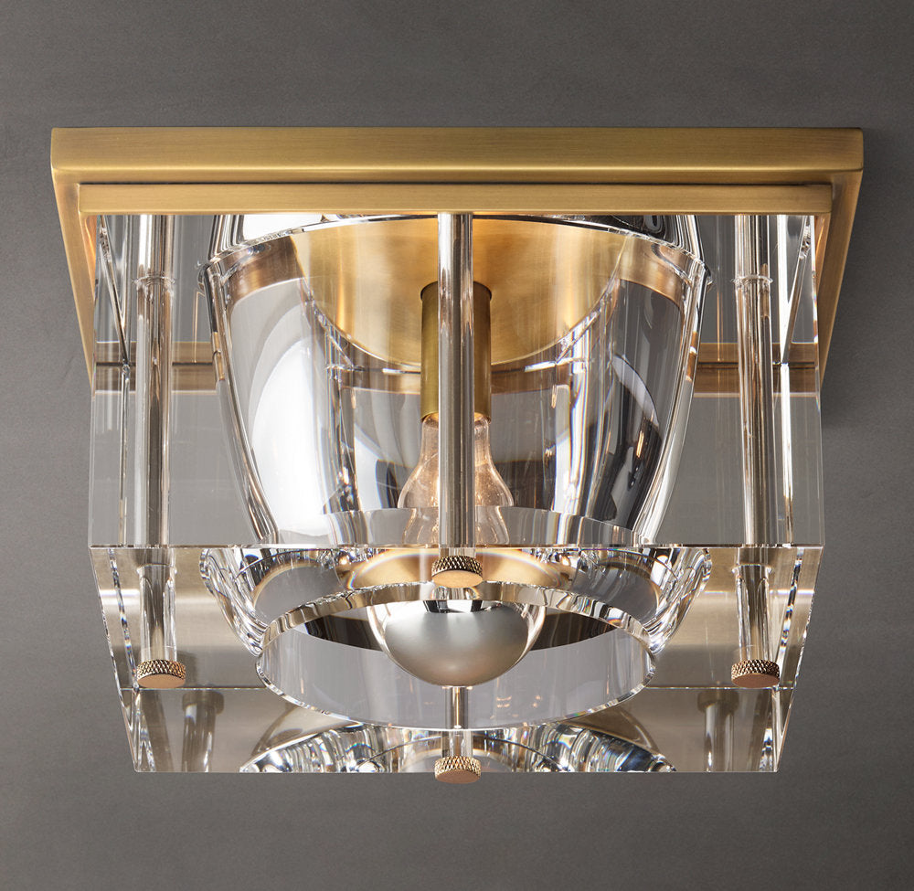Sand-Cast Crystal Cube Flush Mount
