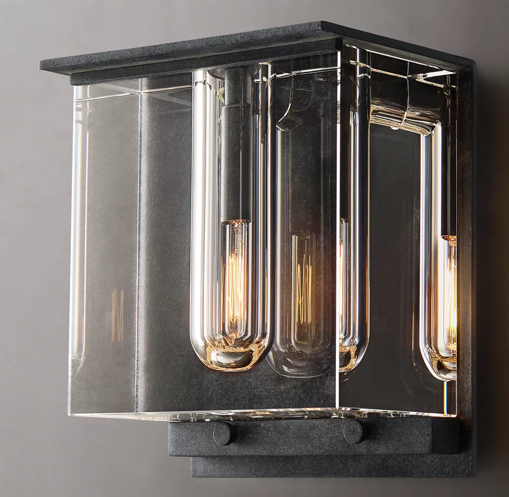 Sand-Cast Crystal Cube Wall Light