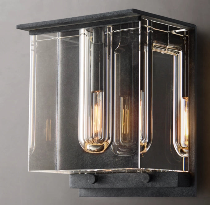 Sand-Cast Crystal Cube Wall Light