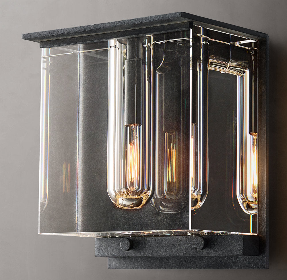 Sand-Cast Crystal Cube Wall Light