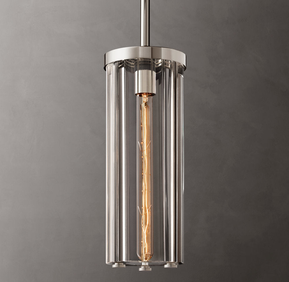 Sand-Cast Crystal Cylinder Pendant