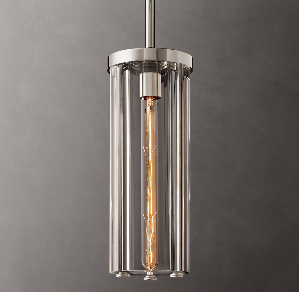 Sand-Cast Crystal Cylinder Pendant