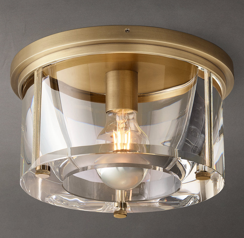 Sand-Cast Crystal Drum Flush Mount