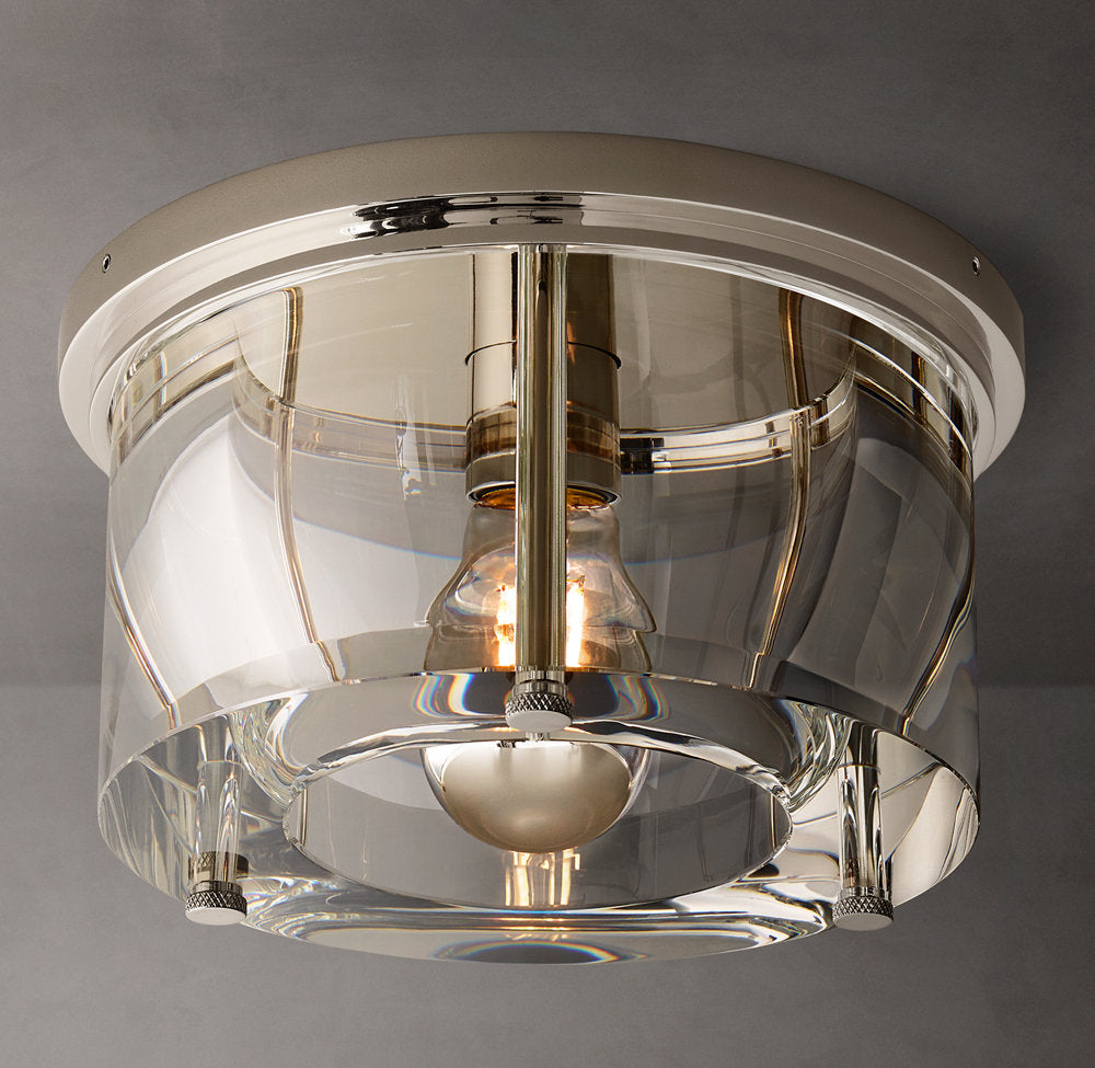 Sand-Cast Crystal Drum Flush Mount