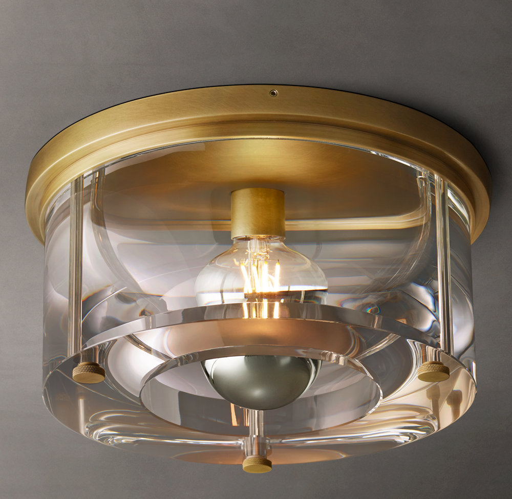 Sand-Cast Crystal Drum Flush Mount