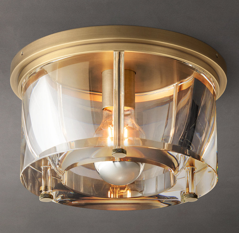 Sand-Cast Crystal Drum Flush Mount