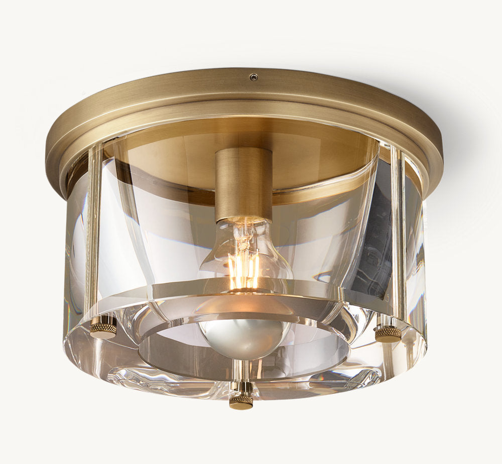 Sand-Cast Crystal Drum Flush Mount