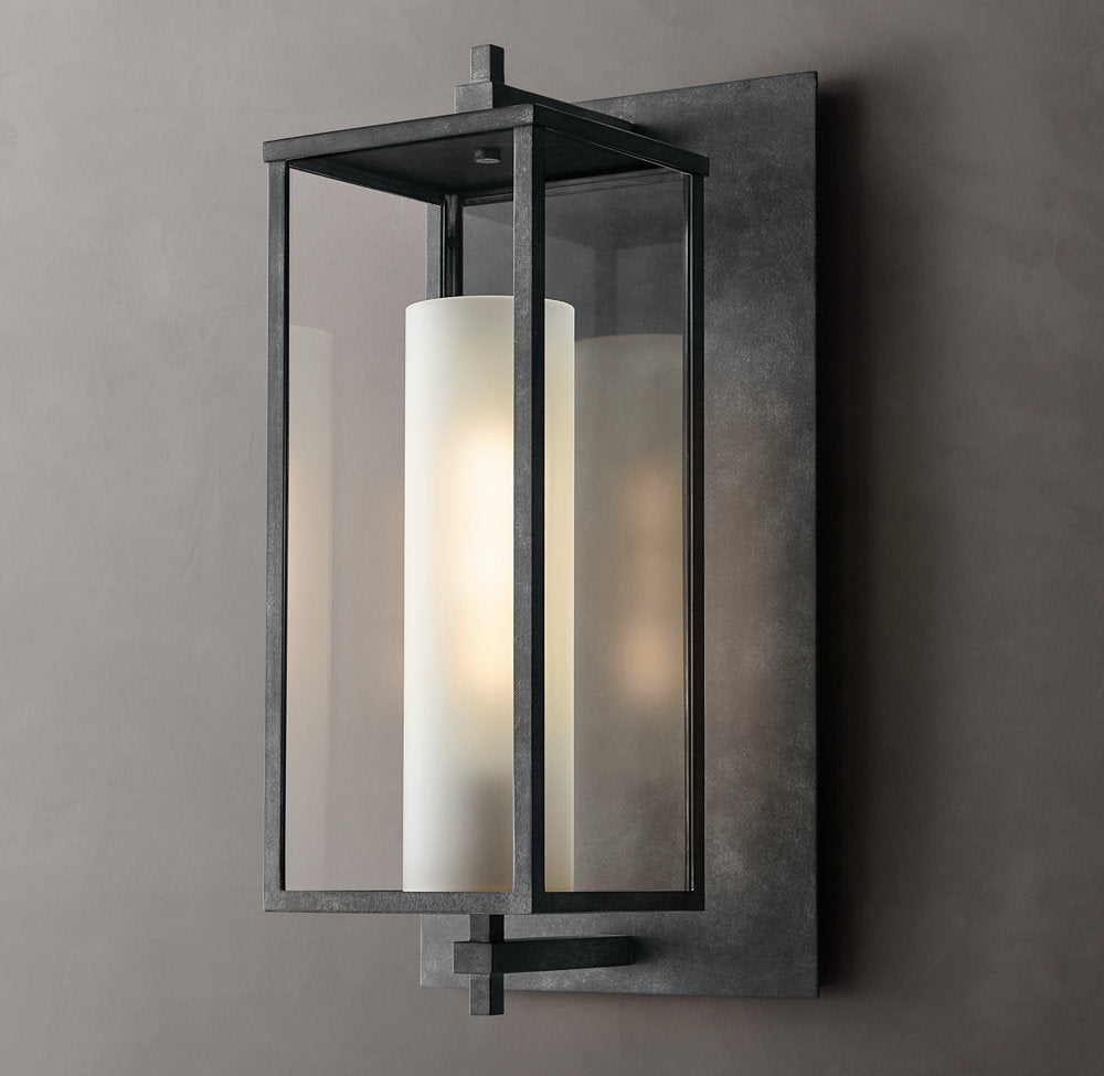 Sand-Cast Crystal Outdoor Column Sconce