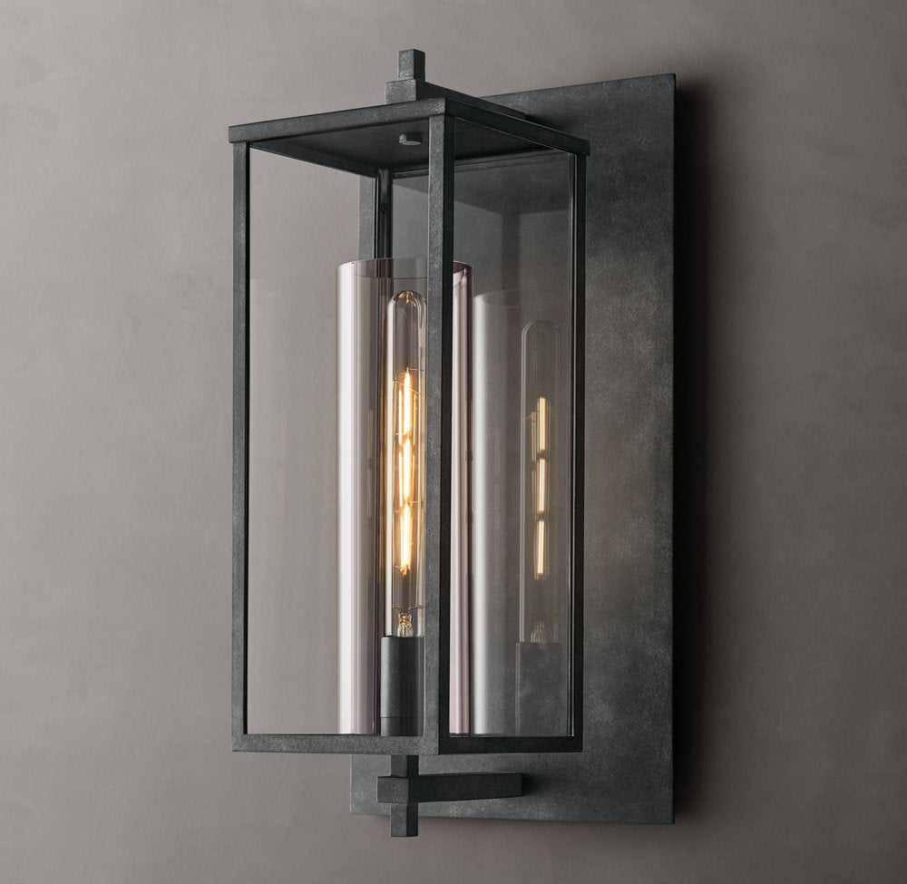 Sand-Cast Crystal Outdoor Column Sconce