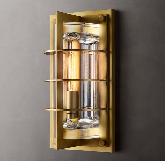 Sand-Cast Crystal Outdoor Lantern Sconce