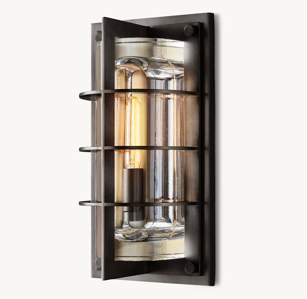 Sand-Cast Crystal Outdoor Lantern Sconce