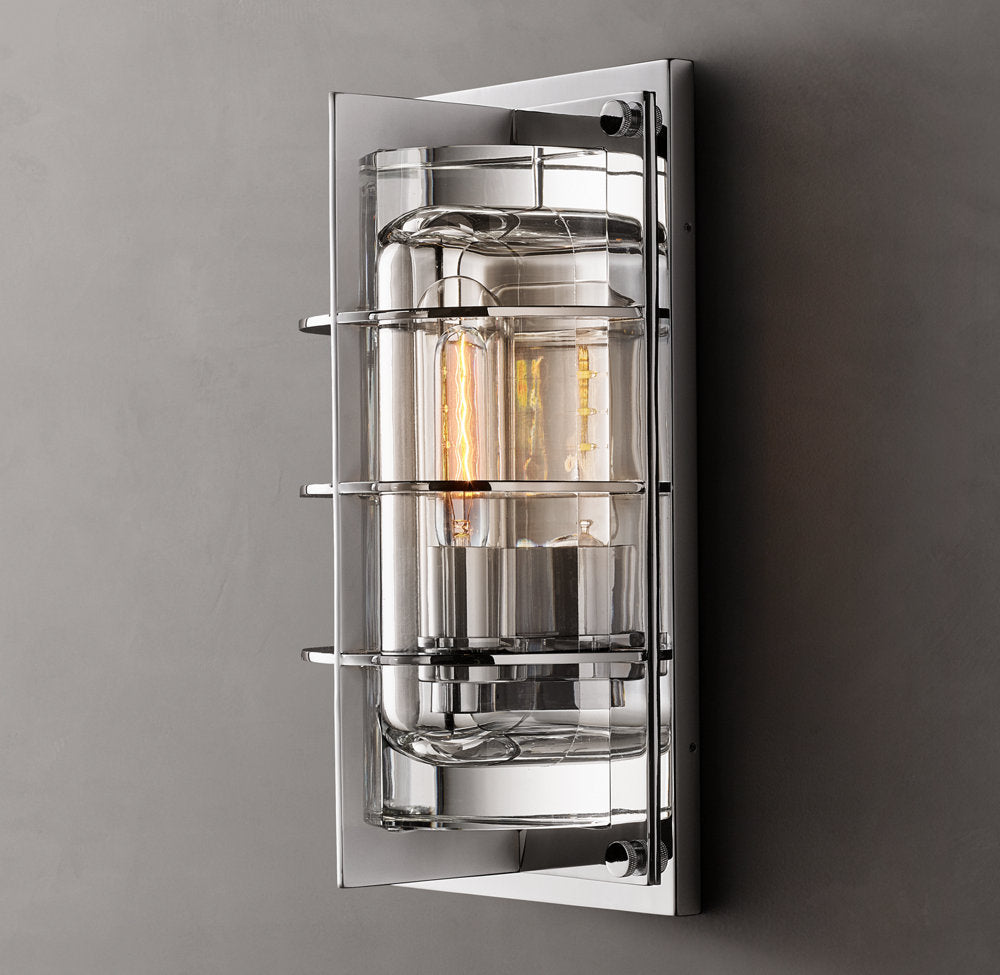 Sand-Cast Crystal Outdoor Lantern Sconce