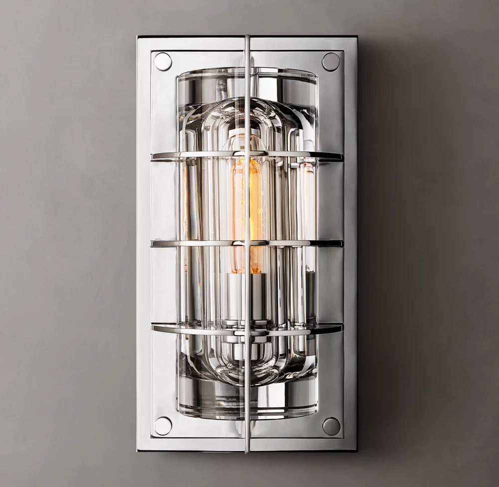 Sand-Cast Crystal Outdoor Lantern Sconce