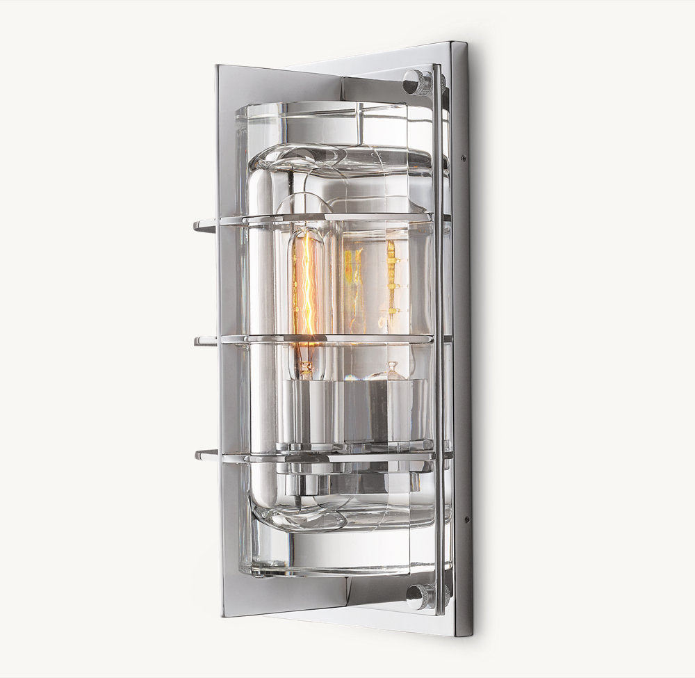Sand-Cast Crystal Outdoor Lantern Sconce