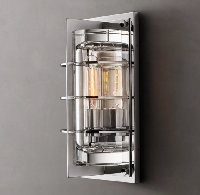 Sand-Cast Crystal Outdoor Lantern Sconce